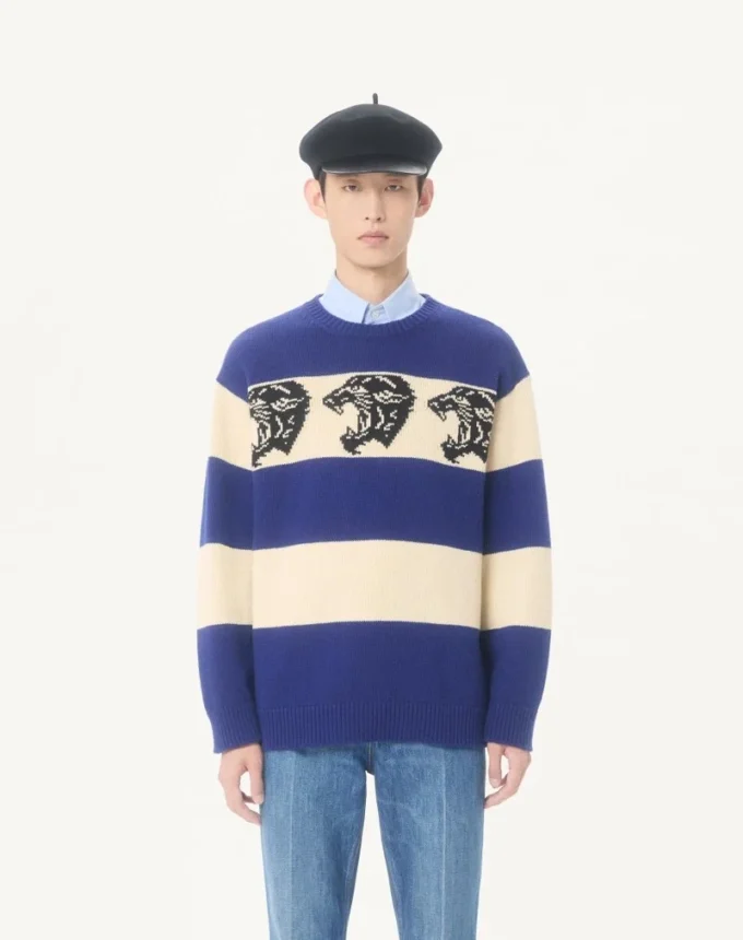 Μαλλί πουλόβερ Valentino με σχέδιο Jacquard Panther Μαλλί πουλόβερ Valentino με σχέδιο Jacquard Panther