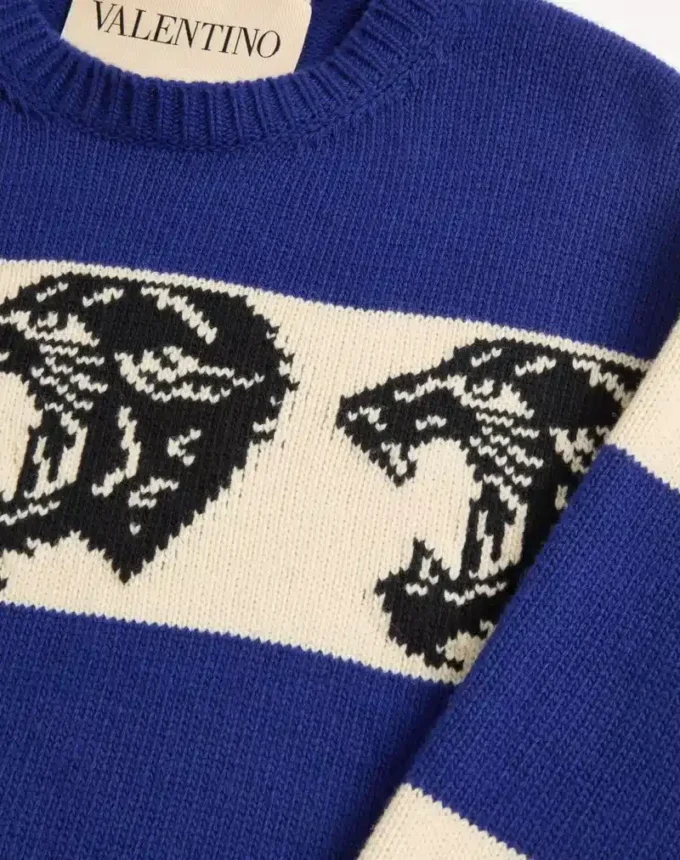Μαλλί πουλόβερ Valentino με σχέδιο Jacquard Panther Μαλλί πουλόβερ Valentino με σχέδιο Jacquard Panther