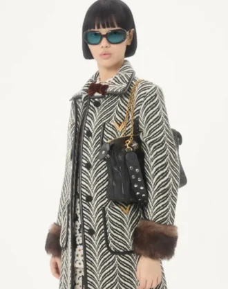Μαλλίνο παλτό με Fauve Eclat Animal Print