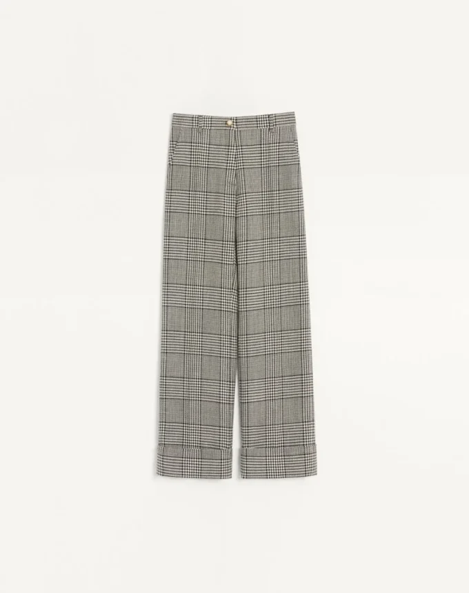 Μαλλίνο παντελόνι με μοτίβο houndstooth