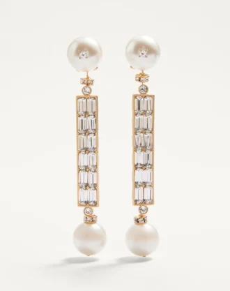 Μεταλλικά σκουλαρίκια San Fin με κρύσταλλα Swarovski® και μαργαριτάρια