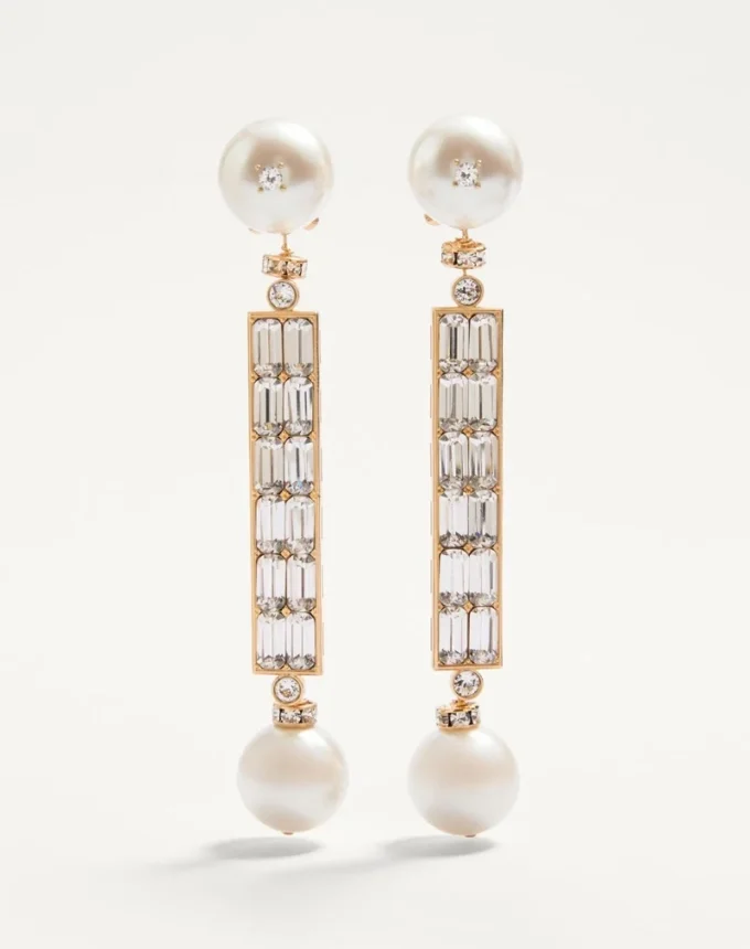 Μεταλλικά σκουλαρίκια San Fin με κρύσταλλα Swarovski® και μαργαριτάρια Μεταλλικά σκουλαρίκια San Fin με κρύσταλλα Swarovski® και μαργαριτάρια
