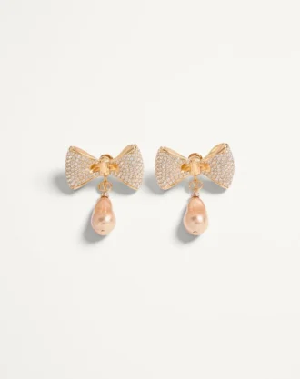 Μεταλλικά σκουλαρίκια San Fin με κρύσταλλα Swarovski® και μαργαριτάρια