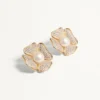 Μεταλλικά σκουλαρίκια San Fin με κρύσταλλα Swarovski® και μαργαριτάρια