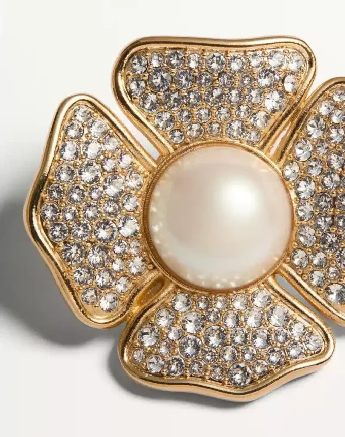 Μεταλλικά σκουλαρίκια San Fin με κρύσταλλα Swarovski® και μαργαριτάρια