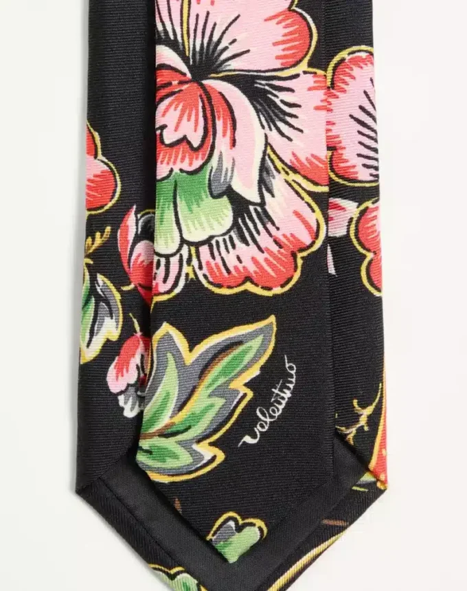 Μεταξωτή γραβάτα με floral μοτίβο Papier