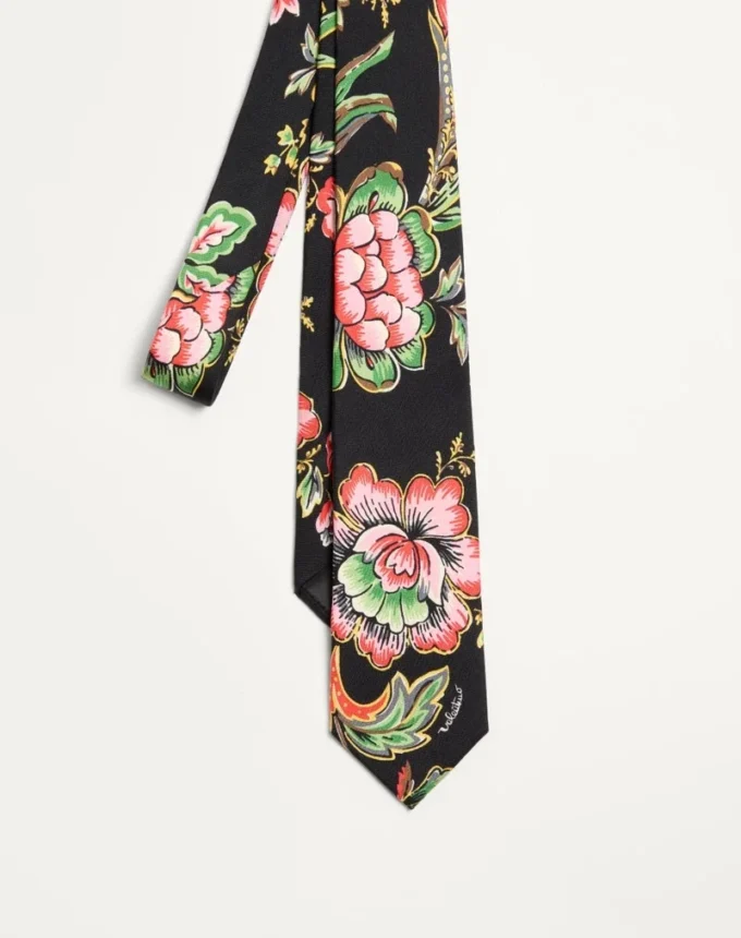 Μεταξωτή γραβάτα με floral μοτίβο Papier