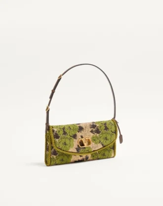 Μικρή τσάντα ώμου Valentino Garavani DeVain από ύφασμα Jacquard Lurex
