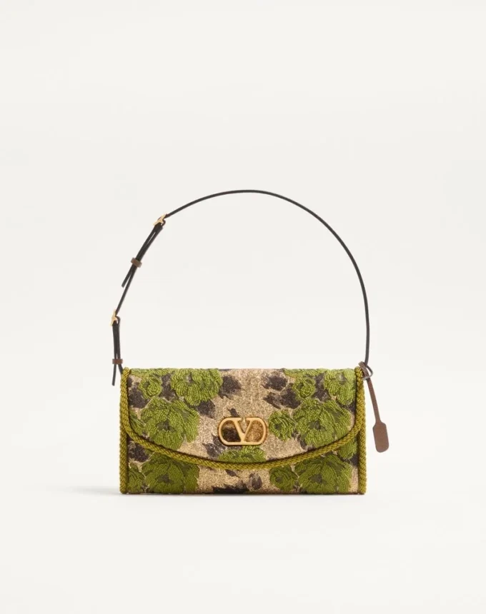 Μικρή τσάντα ώμου Valentino Garavani DeVain από ύφασμα Jacquard Lurex Μικρή τσάντα ώμου Valentino Garavani DeVain από ύφασμα Jacquard Lurex
