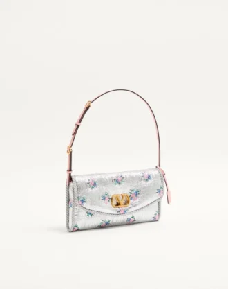Μικρή τσάντα ώμου Valentino Garavani DeVain από ύφασμα Jacquard με floral μοτίβο Lurex