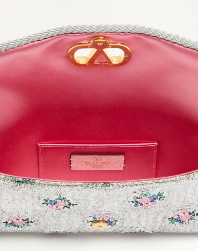Μικρή τσάντα ώμου Valentino Garavani DeVain από ύφασμα Jacquard με floral μοτίβο Lurex Μικρή τσάντα ώμου Valentino Garavani DeVain από ύφασμα Jacquard με floral μοτίβο Lurex