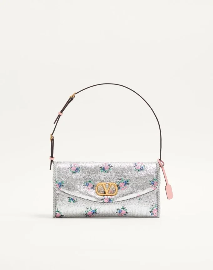 Μικρή τσάντα ώμου Valentino Garavani DeVain από ύφασμα Jacquard με floral μοτίβο Lurex Μικρή τσάντα ώμου Valentino Garavani DeVain από ύφασμα Jacquard με floral μοτίβο Lurex