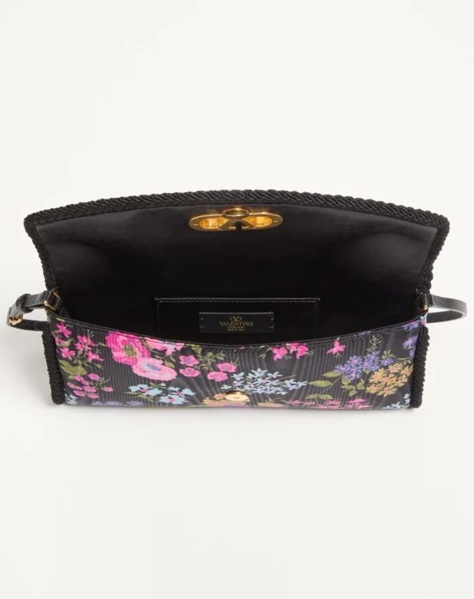 Μικρή τσάντα ώμου Valentino Garavani DeVain από ύφασμα Moiré Papier Floral Μικρή τσάντα ώμου Valentino Garavani DeVain από ύφασμα Moiré Papier Floral