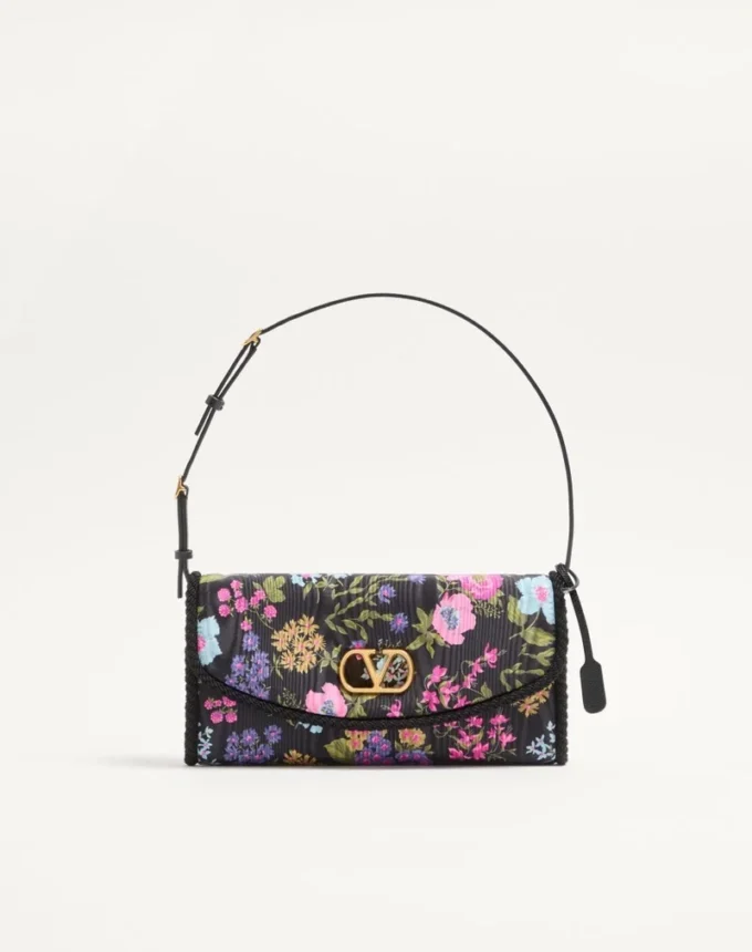 Μικρή τσάντα ώμου Valentino Garavani DeVain από ύφασμα Moiré Papier Floral Μικρή τσάντα ώμου Valentino Garavani DeVain από ύφασμα Moiré Papier Floral
