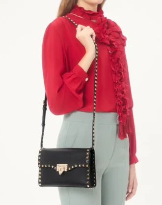 Μικρή τσάντα Rockstud Grainy Calfskin Crossbody