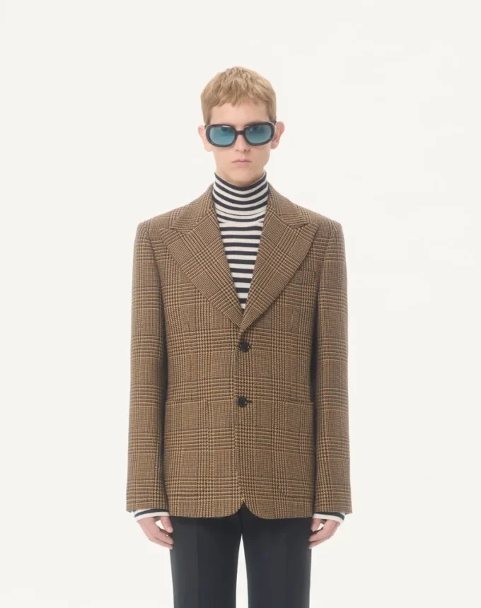 Μονόπετο μάλλινο σακάκι Valentino με μοτίβο Glen Plaid Μονόπετο μάλλινο σακάκι Valentino με μοτίβο Glen Plaid