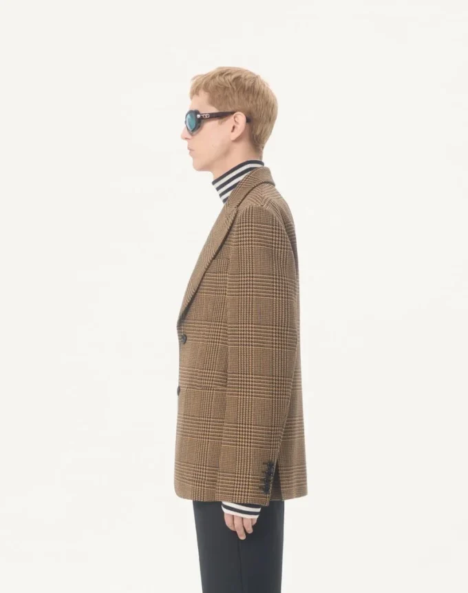 Μονόπετο μάλλινο σακάκι Valentino με μοτίβο Glen Plaid Μονόπετο μάλλινο σακάκι Valentino με μοτίβο Glen Plaid