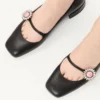 Μπαλαρίνες Mary-Jane Preshoes από δέρμα κατσικιού με κοσμηματοειδές κουμπί 20 mm Μπαλαρίνες Mary-Jane Preshoes από δέρμα κατσικιού με κοσμηματοειδές κουμπί 20 mm