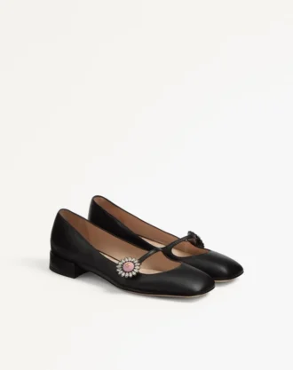 Μπαλαρίνες Mary-Jane Preshoes από δέρμα κατσικιού με κοσμηματοειδές κουμπί 20 mm
