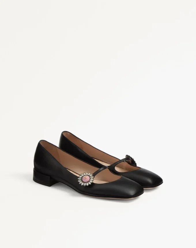 Μπαλαρίνες Mary-Jane Preshoes από δέρμα κατσικιού με κοσμηματοειδές κουμπί 20 mm Μπαλαρίνες Mary-Jane Preshoes από δέρμα κατσικιού με κοσμηματοειδές κουμπί 20 mm