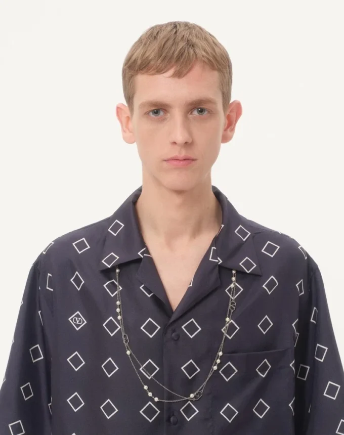 Μπλούζα από μεταξωτό twill με Opticool print