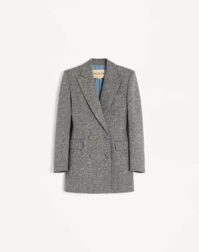 Μπλούζα με διπλό πέτο από ύφασμα Natté με κουμπιά Μπλούζα με διπλό πέτο από ύφασμα Natté με κουμπιά