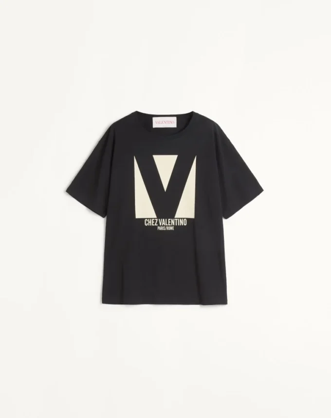 Μπλουζάκι από βαμβακερό τζέρσεϊ με τύπωμα Chez Valentino
