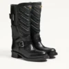 Μπότες Rayons biker από δέρμα μοσχαριού και δέρμα Nappa με μοτίβο Chevron 40 mm Μπότες Rayons biker από δέρμα μοσχαριού και δέρμα Nappa με μοτίβο Chevron 40 mm