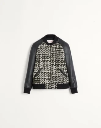 Μπουφάν bomber από μάλλινο τουίντ με έμπλαστρο Chez Valentino