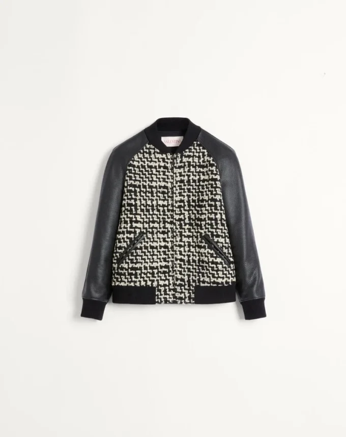 Μπουφάν bomber από μάλλινο τουίντ με έμπλαστρο Chez Valentino