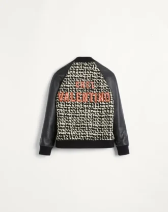 Μπουφάν bomber από μάλλινο τουίντ με έμπλαστρο Chez Valentino