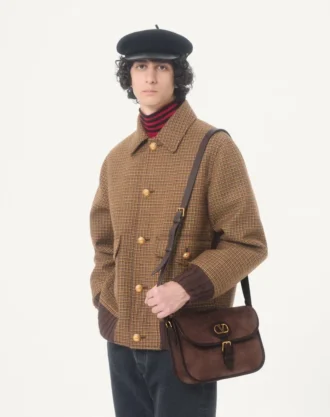 Μπουφάν Valentino από μαλλί με μοτίβο houndstooth