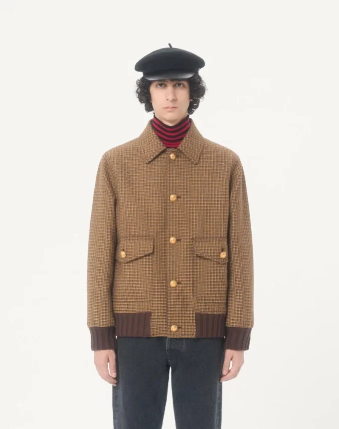 Μπουφάν Valentino από μαλλί με μοτίβο houndstooth