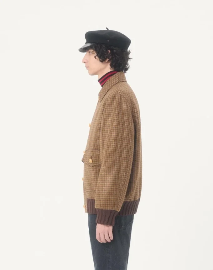 Μπουφάν Valentino από μαλλί με μοτίβο houndstooth