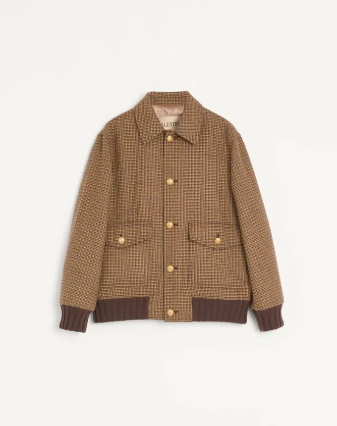 Μπουφάν Valentino από μαλλί με μοτίβο houndstooth