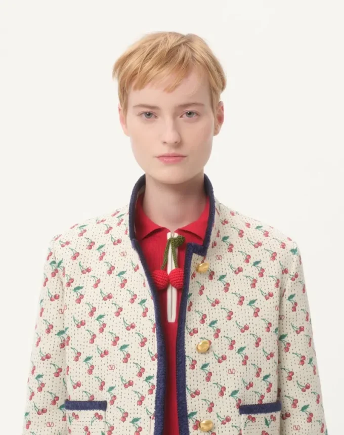 Παλτό Caban με επένδυση και τυπωμένο μοτίβο Cherryfic Jacquard Παλτό Caban με επένδυση και τυπωμένο μοτίβο Cherryfic Jacquard