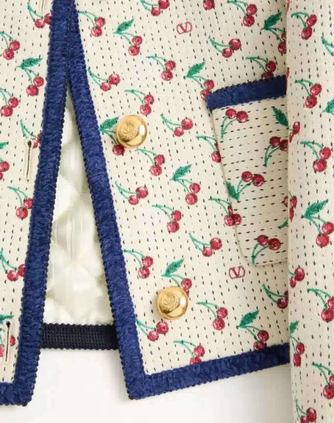 Παλτό Caban με επένδυση και τυπωμένο μοτίβο Cherryfic Jacquard Παλτό Caban με επένδυση και τυπωμένο μοτίβο Cherryfic Jacquard