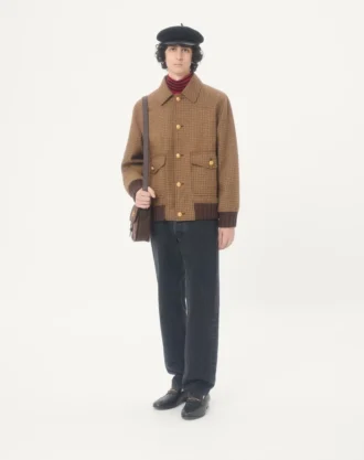 Μπουφάν Valentino από μαλλί με μοτίβο houndstooth