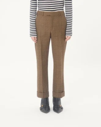 Παντελόνι Valentino από μαλλί με μοτίβο Glen Plaid και αναστρέψιμα μπατζάκια
