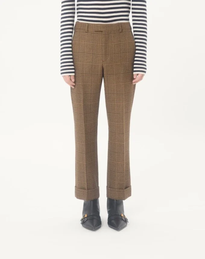 Παντελόνι Valentino από μαλλί με μοτίβο Glen Plaid και αναστρέψιμα μπατζάκια Παντελόνι Valentino από μαλλί με μοτίβο Glen Plaid και αναστρέψιμα μπατζάκια