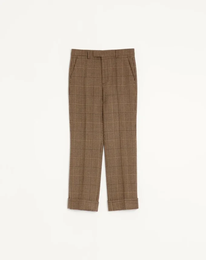 Παντελόνι Valentino από μαλλί με μοτίβο Glen Plaid και αναστρέψιμα μπατζάκια Παντελόνι Valentino από μαλλί με μοτίβο Glen Plaid και αναστρέψιμα μπατζάκια