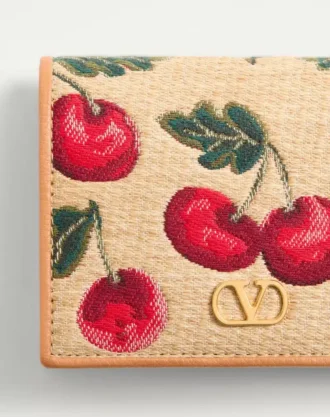 Πορτοφόλι Vlogo Signature Cherryfic Jacquard Raffia