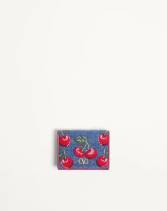 Πορτοφόλι Vlogo Signature Denim με κεντημένο σχέδιο Cherryfic