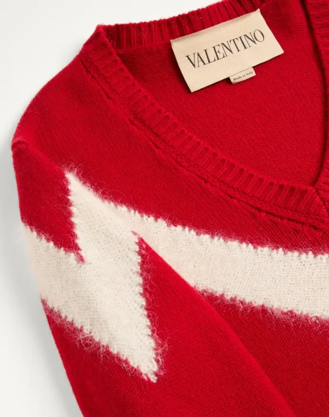 Πουλόβερ Valentino από μαλλί με VLogo Bow στο πίσω μέρος Πουλόβερ Valentino από μαλλί με VLogo Bow στο πίσω μέρος