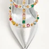 Rockstud Décolleté από πλαστικοποιημένο δέρμα Nappa με καμποσόν και κρύσταλλα 100 mm Rockstud Décolleté από πλαστικοποιημένο δέρμα Nappa με καμποσόν και κρύσταλλα 100 mm