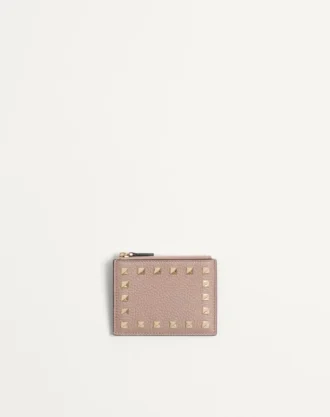 Rockstud Grainy Calfskin Cardholder With Zipper Rockstud Grainy Calfskin Cardholder With Zipper