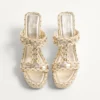 Rockstud Laminated Nappa Wedge Sandal 90 Mm