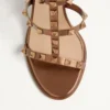 Σανδάλια Rockstud από μεταλλικό δέρμα μοσχαριού με λουράκι στον αστράγαλο 90 mm