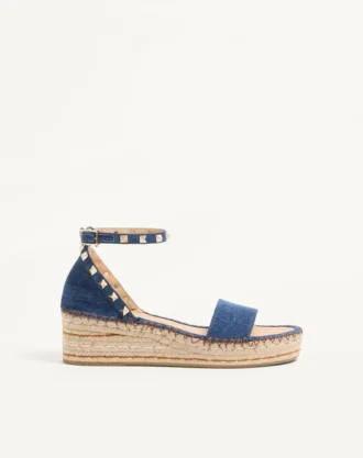 Σανδάλια Rockstud Double Flatform από τζιν 55 mm