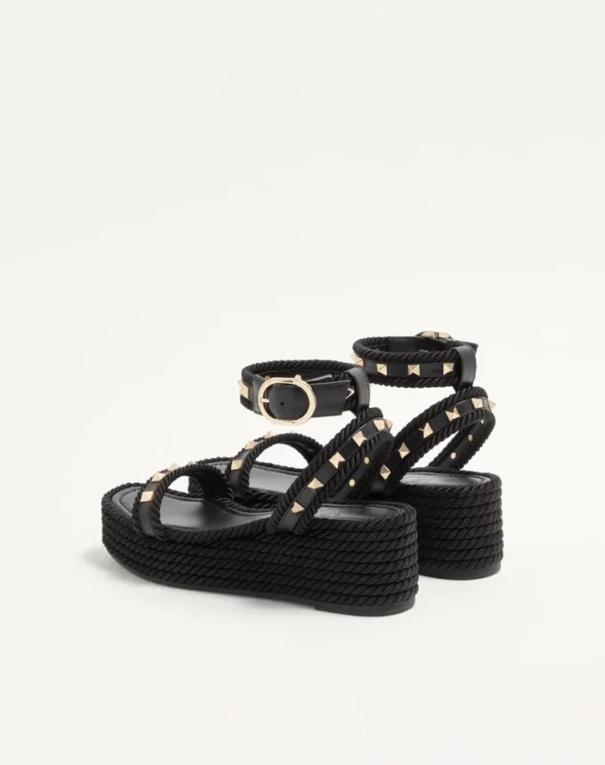Σανδάλια Rockstud Flatform από δέρμα μοσχαριού 45 mm Σανδάλια Rockstud Flatform από δέρμα μοσχαριού 45 mm